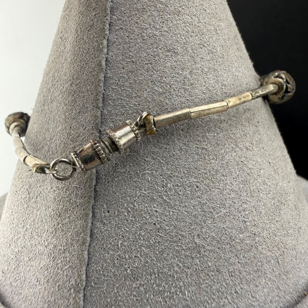 Vintage Beaded Bracelet Blue Silver Tone‎ 7" - Picture 7 of 10